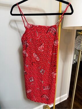 Red Paisley Bandana Slip Mini Dress